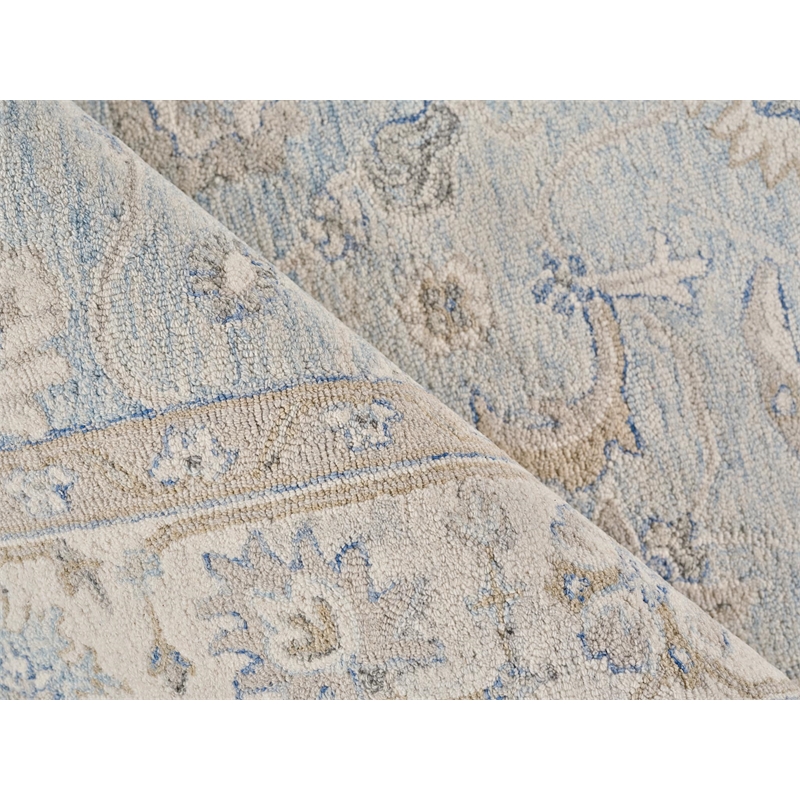 Marietta Oushak Hand-Tufted New Zealand Wool Light Blue/Ivory 6'x9' Area Rug