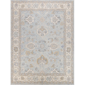 Marietta Oushak Hand-Tufted New Zealand Wool Light Blue/Ivory 6'x9' Area Rug