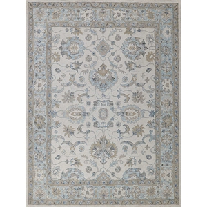 Marietta Oushak Hand-Tufted New Zealand Wool Ivory/Light Blue 10'x14' Area Rug