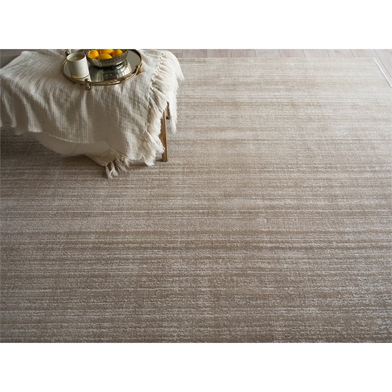 Martelli Modern Handloomed Silky Nylon Taupe 9'x12' Area Rug