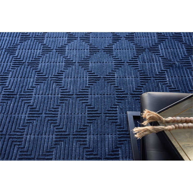 Manzoni Handloomed New Zealand Wool Navy 9'x12' Area Rug