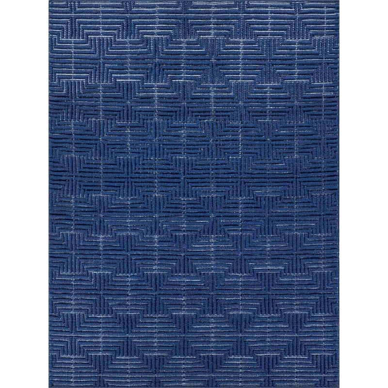 Manzoni Handloomed New Zealand Wool Navy 9'x12' Area Rug