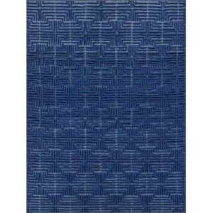 Manzoni Handloomed New Zealand Wool Navy 9'x12' Area Rug