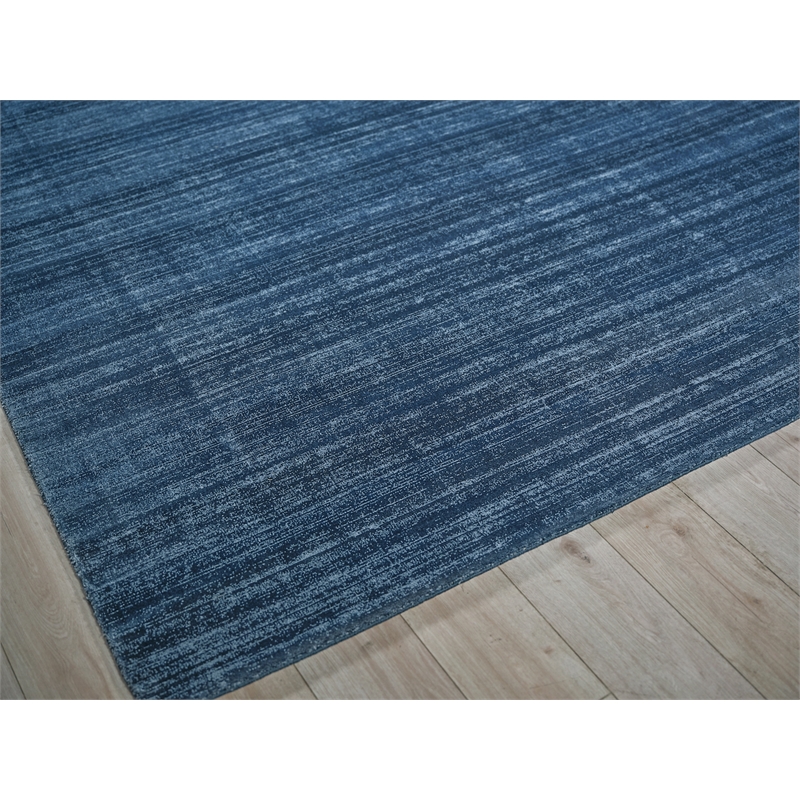 Martelli Modern Handloomed Silky Nylon Navy 4'x6' Area Rug