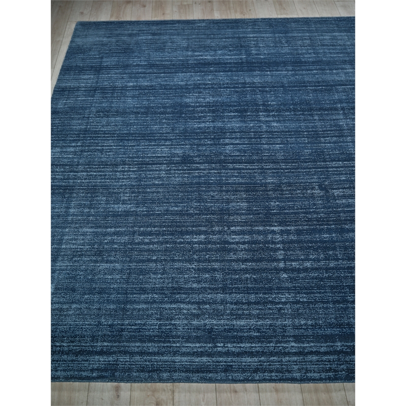 Martelli Modern Handloomed Silky Nylon Navy 4'x6' Area Rug
