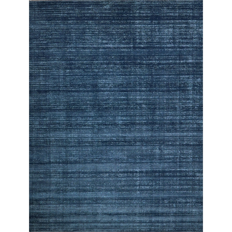 Martelli Modern Handloomed Silky Nylon Navy 4'x6' Area Rug