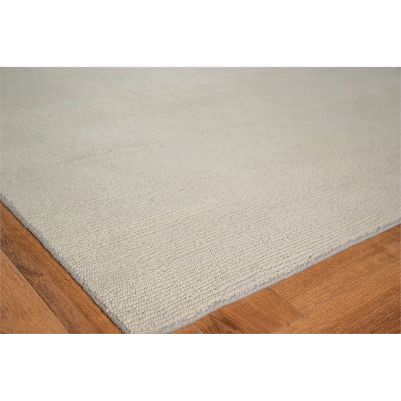 Merino Wool Hand-Knotted Merino Wool Light Silver 12'x15' Area Rug