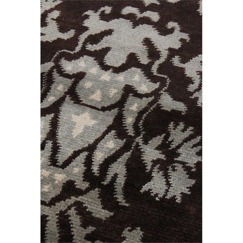 Metro Hand-Knotted New Zealand Wool Brown/Light Blue 5'6
