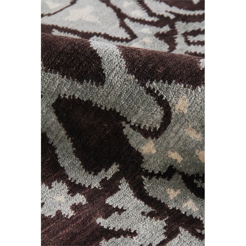 Metro Hand-Knotted New Zealand Wool Brown/Light Blue 5'6