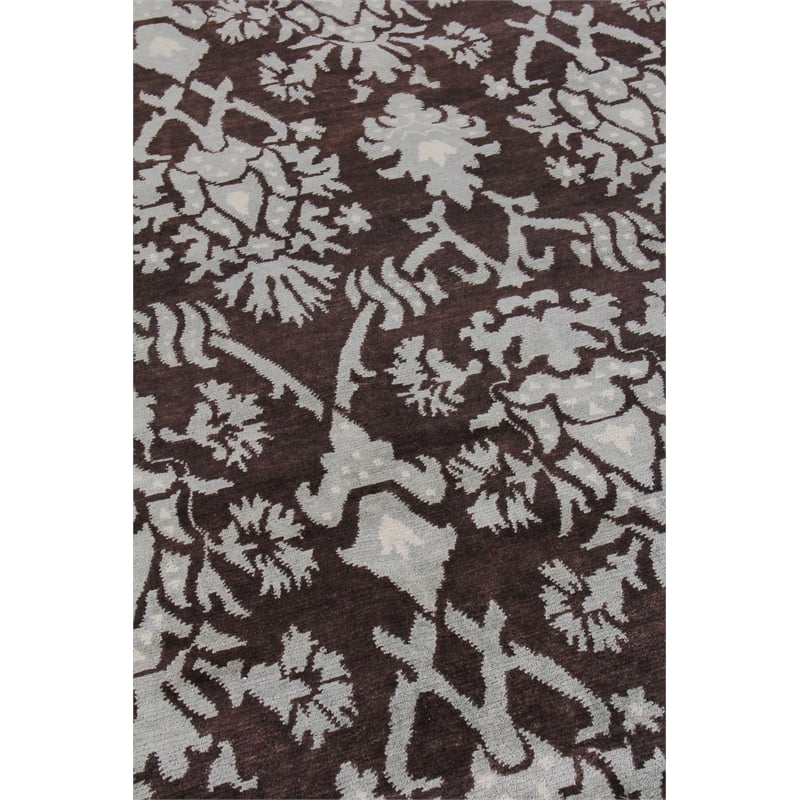 Metro Hand-Knotted New Zealand Wool Brown/Light Blue 5'6