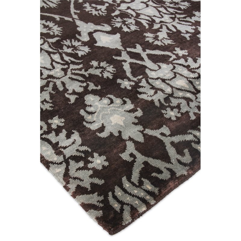 Metro Hand-Knotted New Zealand Wool Brown/Light Blue 5'6