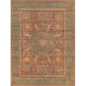 Mamluk Hand-Knotted New Zealand Wool Rust/Green 14'x18' Area Rug