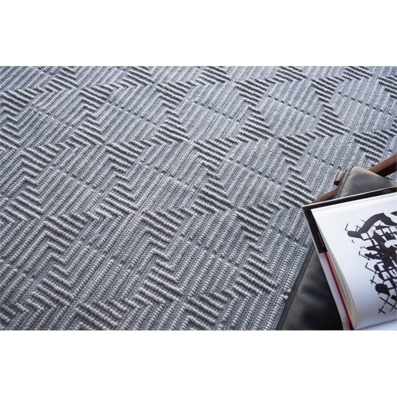 Manzoni Handloomed New Zealand Wool Gray 6'x9' Area Rug