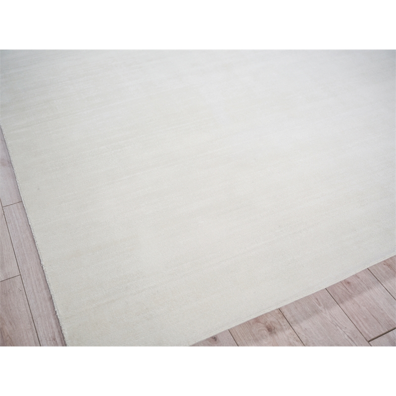 Martelli Modern Handloomed Silky Nylon White 2'x3' Area Rug