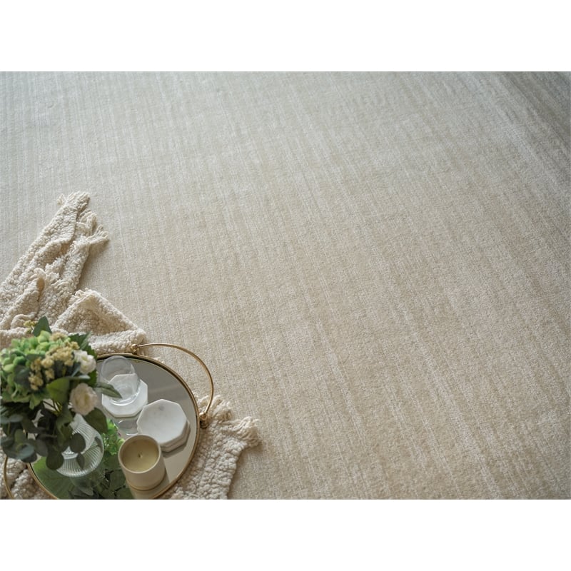 Martelli Modern Handloomed Silky Nylon Light Beige 10'x14' Area Rug