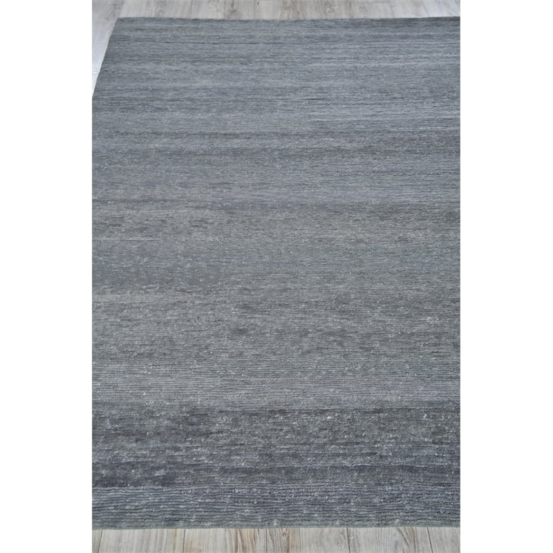 Merino Wool Hand-Knotted Merino Wool Dark Gray 10'x14' Area Rug