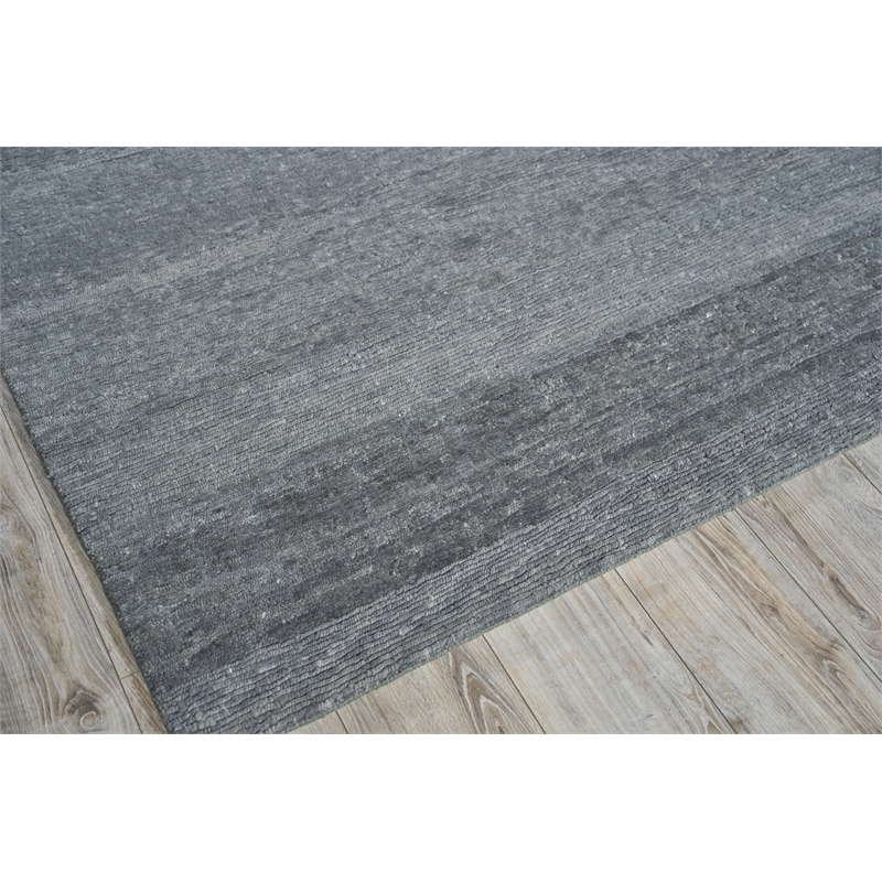 Merino Wool Hand-Knotted Merino Wool Dark Gray 8'x10' Area Rug