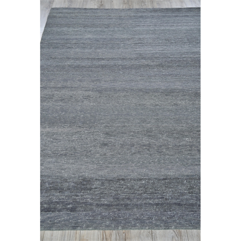 Merino Wool Hand-Knotted Merino Wool Dark Gray 8'x10' Area Rug