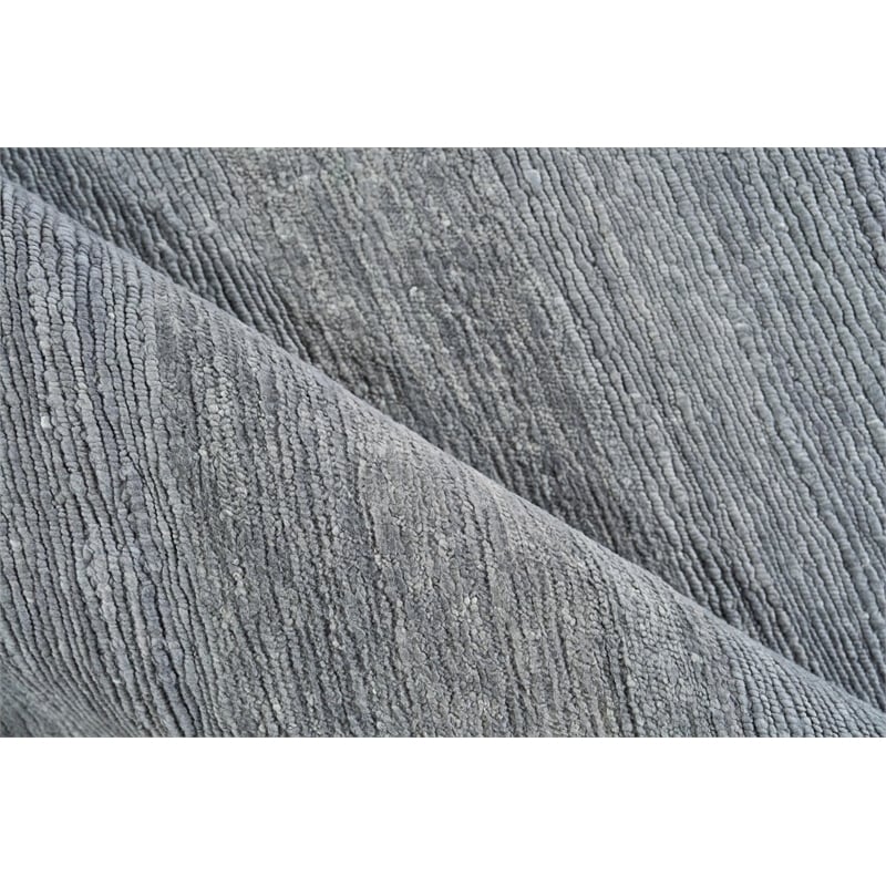Merino Wool Hand-Knotted Merino Wool Dark Gray 9'x12' Area Rug