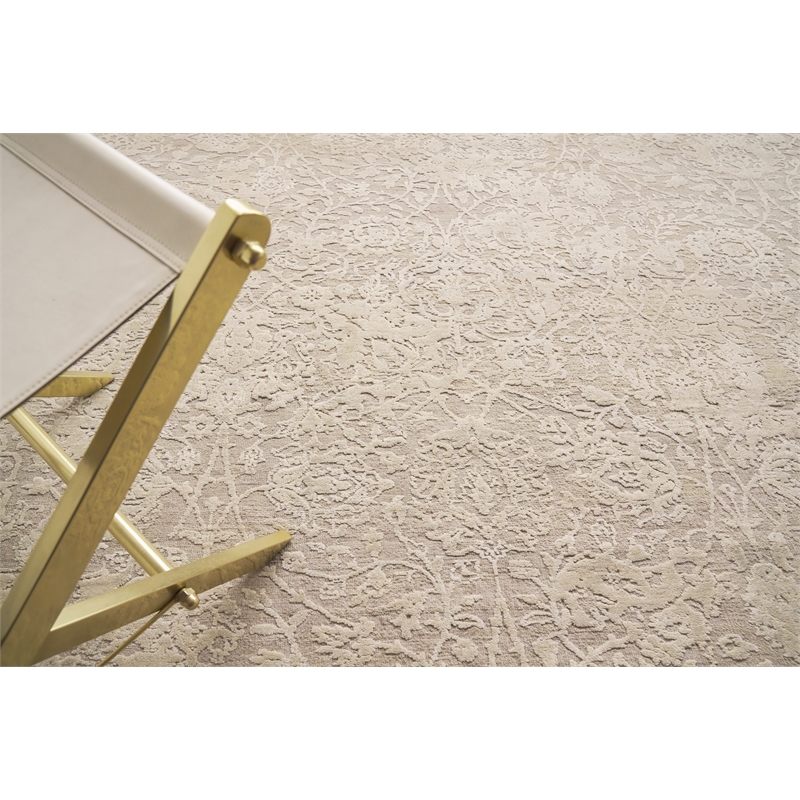 Meena Hand-Knotted Wool/Silk Ivory/Beige 12'x15' Area Rug