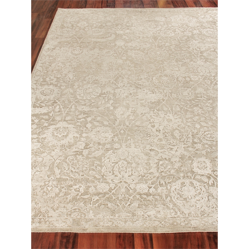 Meena Hand-Knotted Wool/Silk Ivory/Beige 8'x10' Area Rug