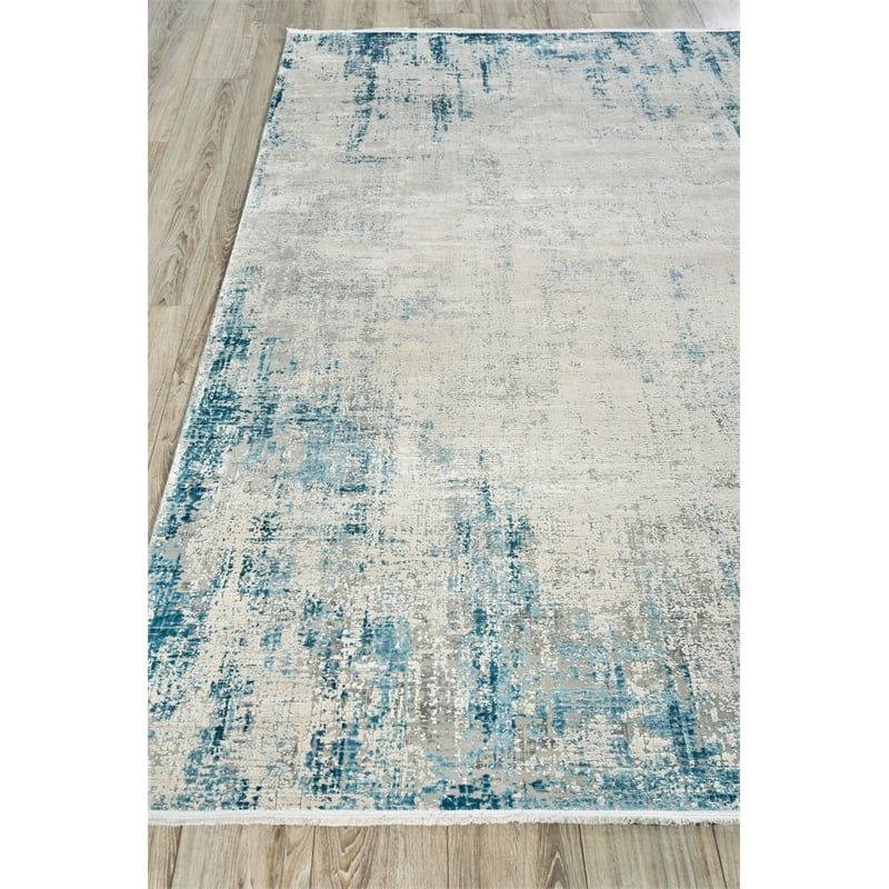 Mercuri Power Loom Acrylic/Viscose Silver/Blue 7'x10' Area Rug