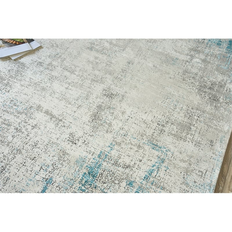 Mercuri Power Loom Acrylic/Viscose Silver/Blue 7'x10' Area Rug