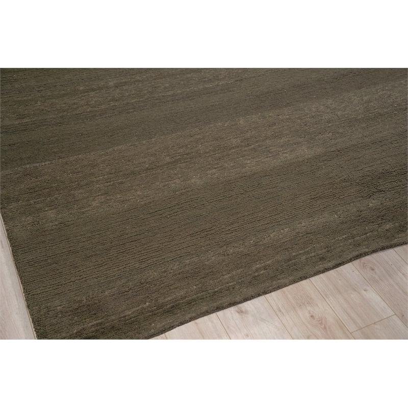 Merino Wool Hand-Knotted Merino Wool Brown 2'x3' Area Rug