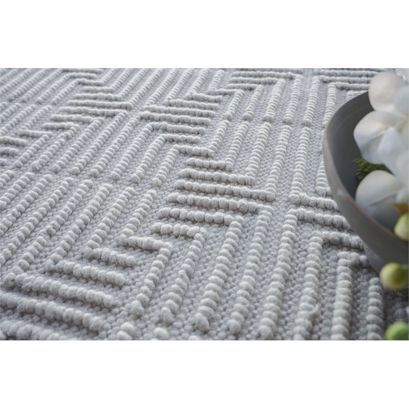 Manzoni Handloomed New Zealand Wool Silver 8'x10' Area Rug