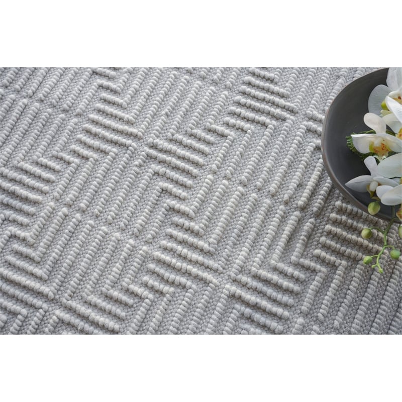 Manzoni Handloomed New Zealand Wool Silver 9'x12' Area Rug
