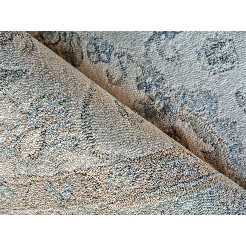 Marietta Oushak Hand-Tufted New Zealand Wool Ivory/Light Blue 9'x12' Area Rug