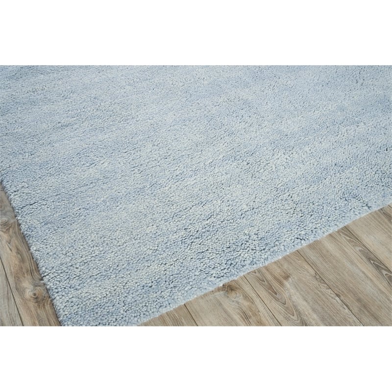 Merino Hand-Knotted Merino Wool Blue 10'x14' Area Rug