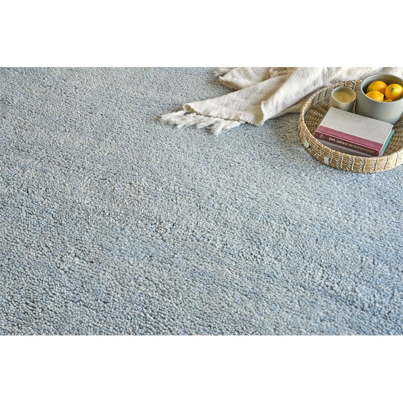 Merino Hand-Knotted Merino Wool Blue 10'x14' Area Rug