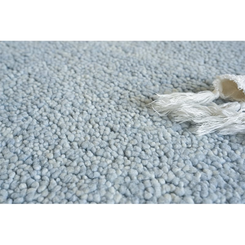 Merino Hand-Knotted Merino Wool Blue 9'x12' Area Rug