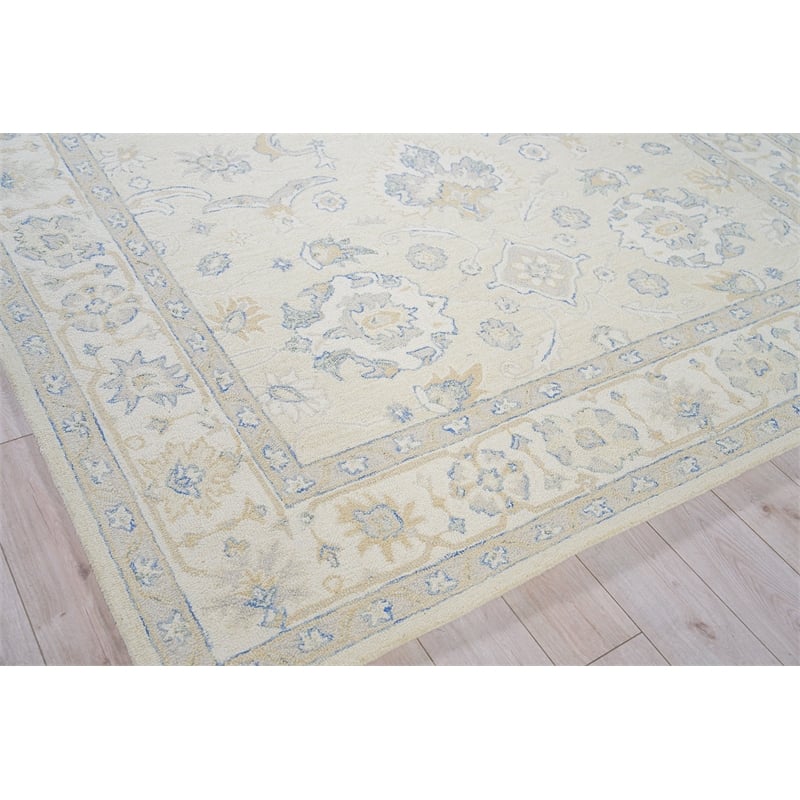 Marietta Oushak Hand-Tufted New Zealand Wool Ivory 6'x9' Area Rug