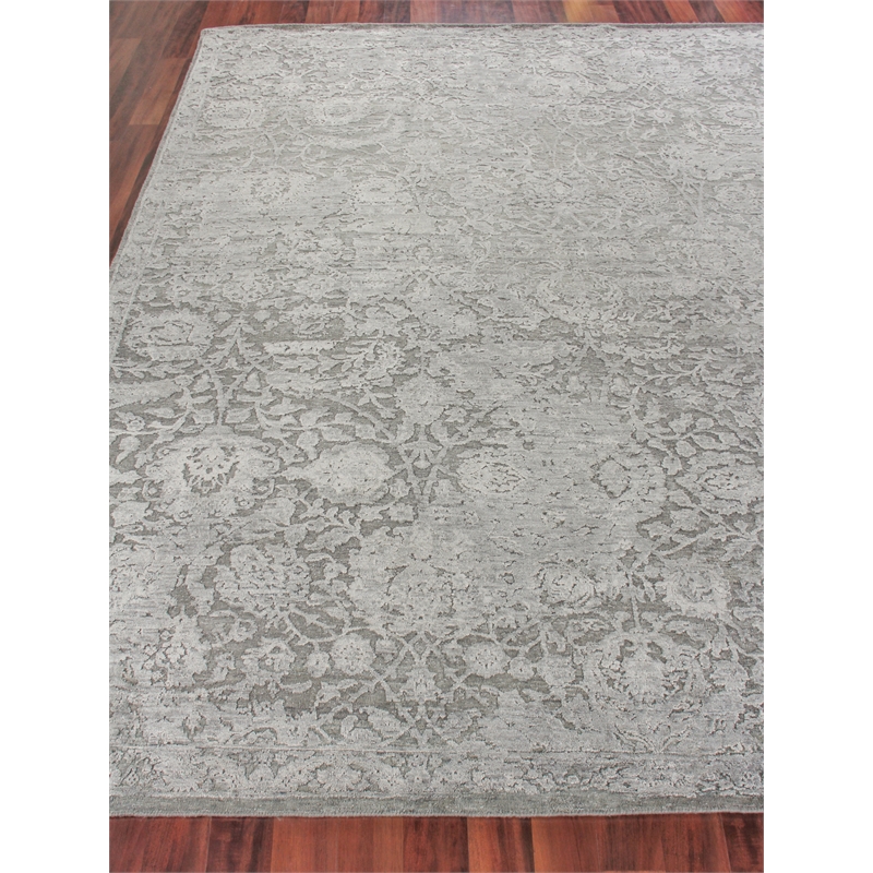 Meena Hand-Knotted Wool/Silk Silver/Gray 10'x14' Area Rug