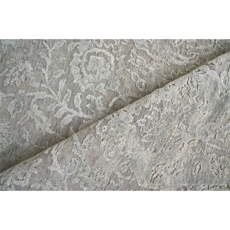 Meena Hand-Knotted Wool/Silk Silver/Gray 10'x14' Area Rug