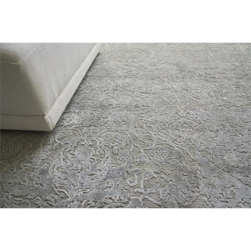 Meena Hand-Knotted Wool/Silk Silver/Gray 10'x14' Area Rug