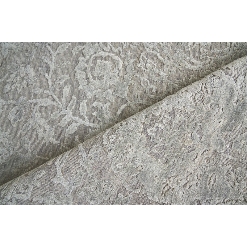 Meena Hand-Knotted Wool/Silk Silver/Gray 14'x18' Area Rug