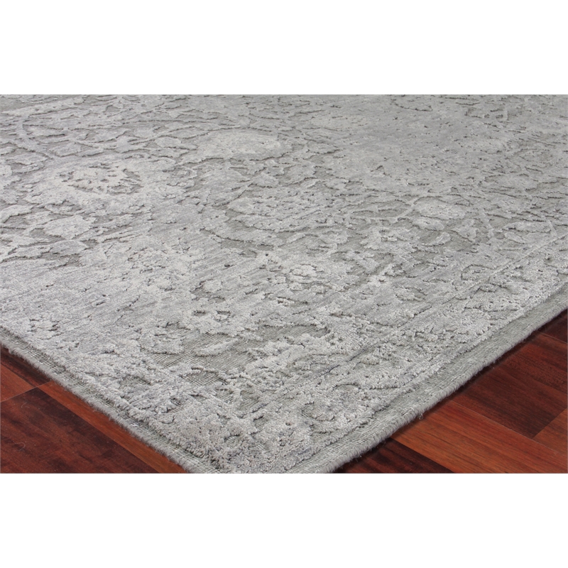 Meena Hand-Knotted Wool/Silk Silver/Gray 9'x12' Area Rug
