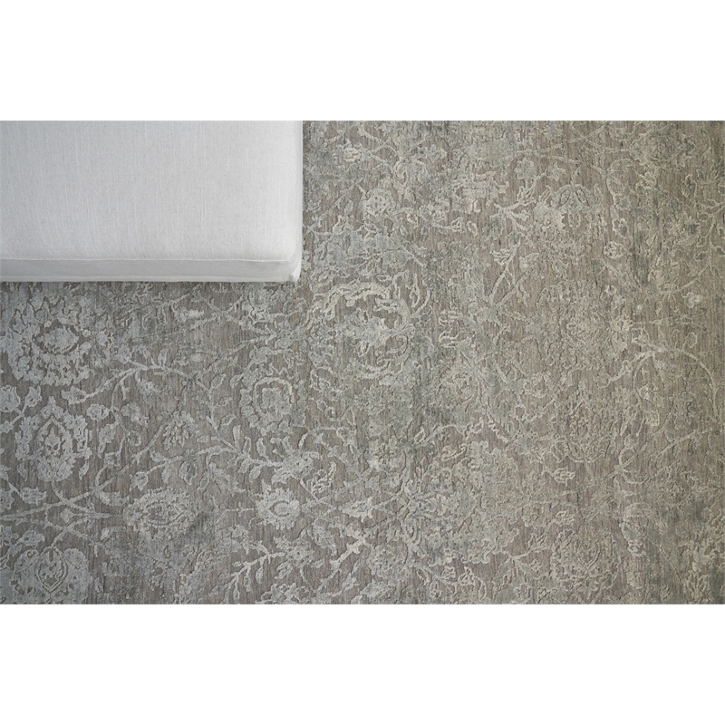 Meena Hand-Knotted Wool/Silk Silver/Gray 9'x12' Area Rug