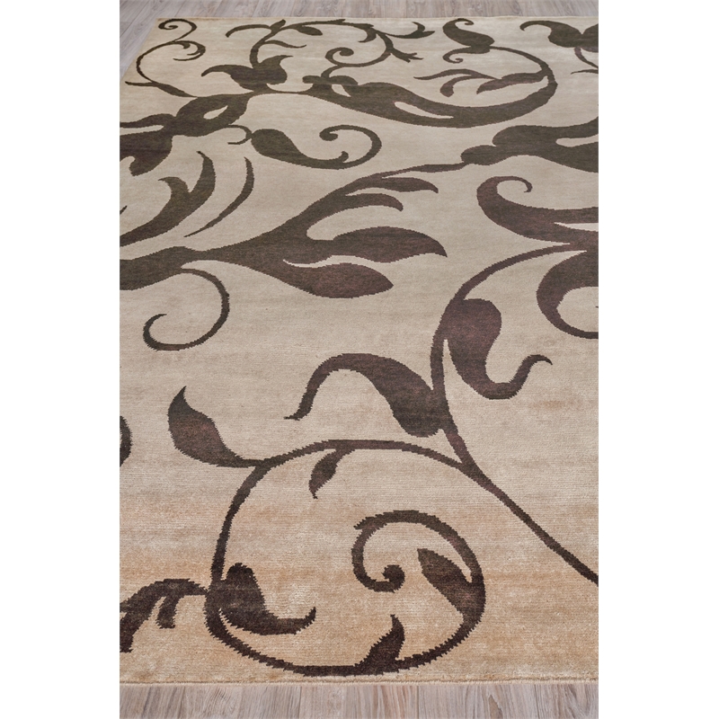 Metro Hand-Knotted Wool/Viscose Beige/Brown 10'x14' Area Rug