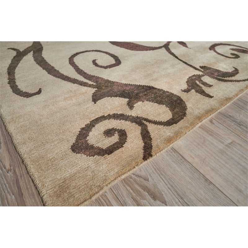 Metro Hand-Knotted Wool/Viscose Beige/Brown 12'x15' Area Rug