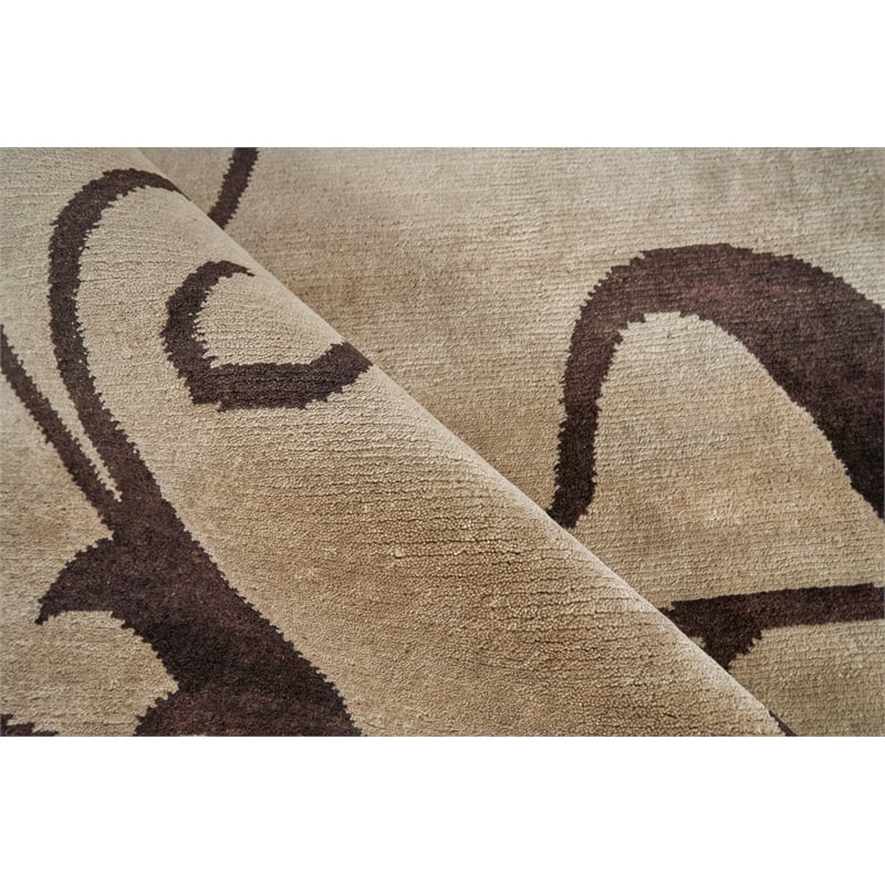 Metro Hand-Knotted Wool/Viscose Beige/Brown 12'x15' Area Rug