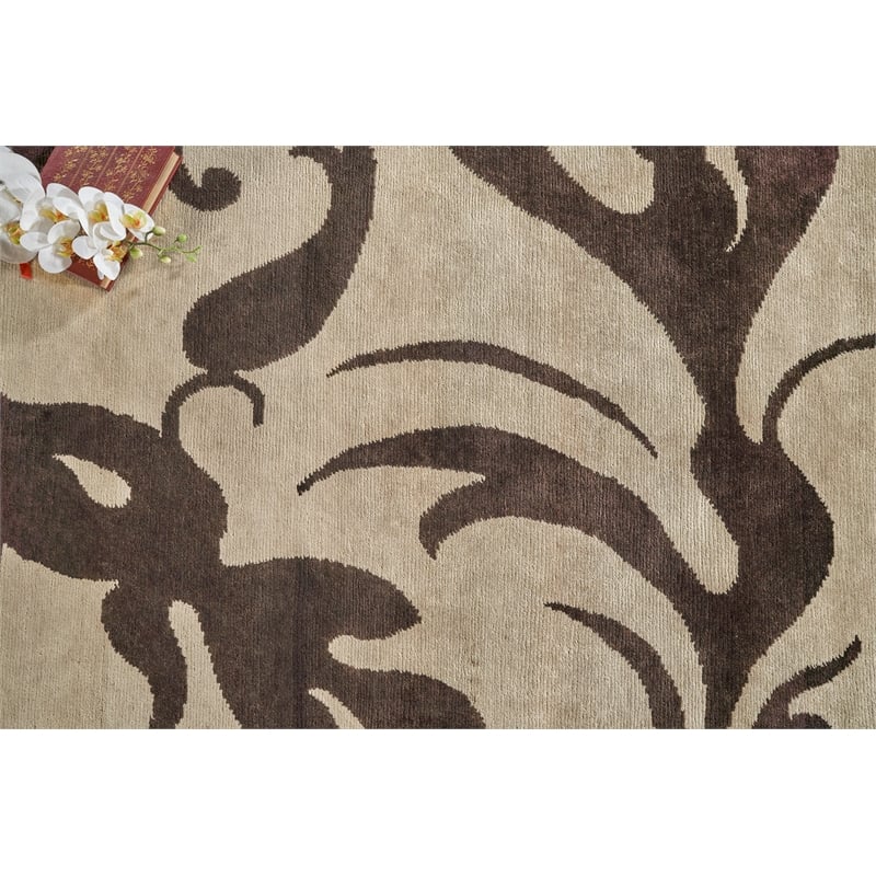 Metro Hand-Knotted Wool/Viscose Beige/Brown 12'x15' Area Rug