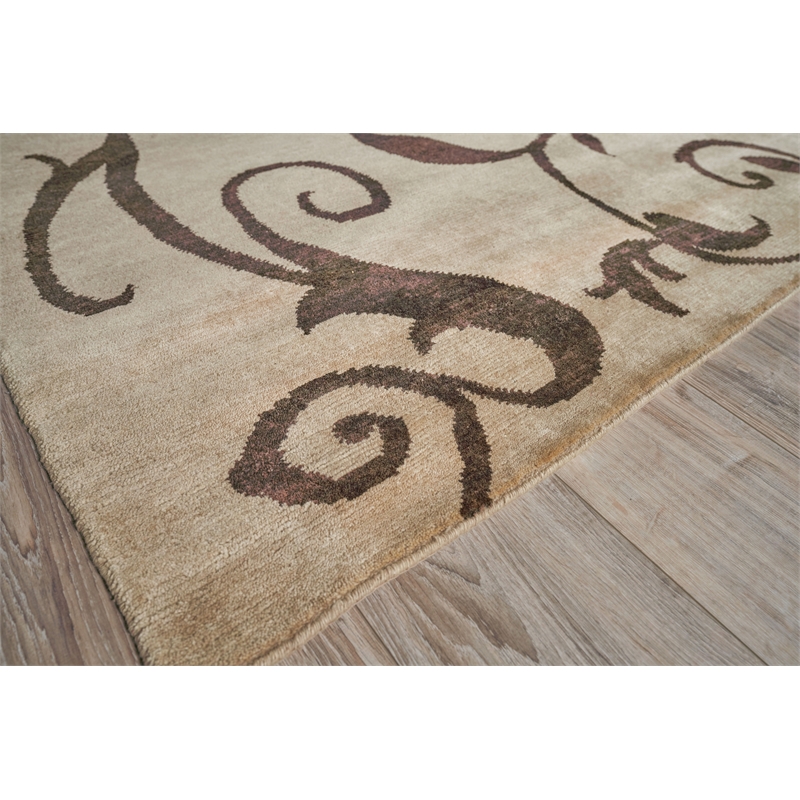Metro Hand-Knotted Wool/Viscose Beige/Brown 6'x9' Area Rug