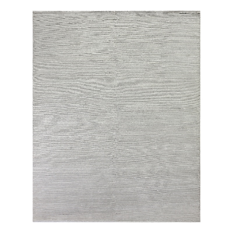 Metro Velvet Hand-Knotted Wool/Viscose Light Gray 8'x10' Area Rug