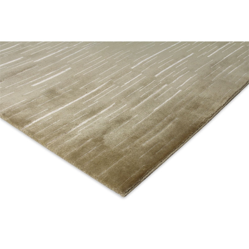 Metro Velvet Hand-Knotted Wool/Viscose Beige 9'x12' Area Rug