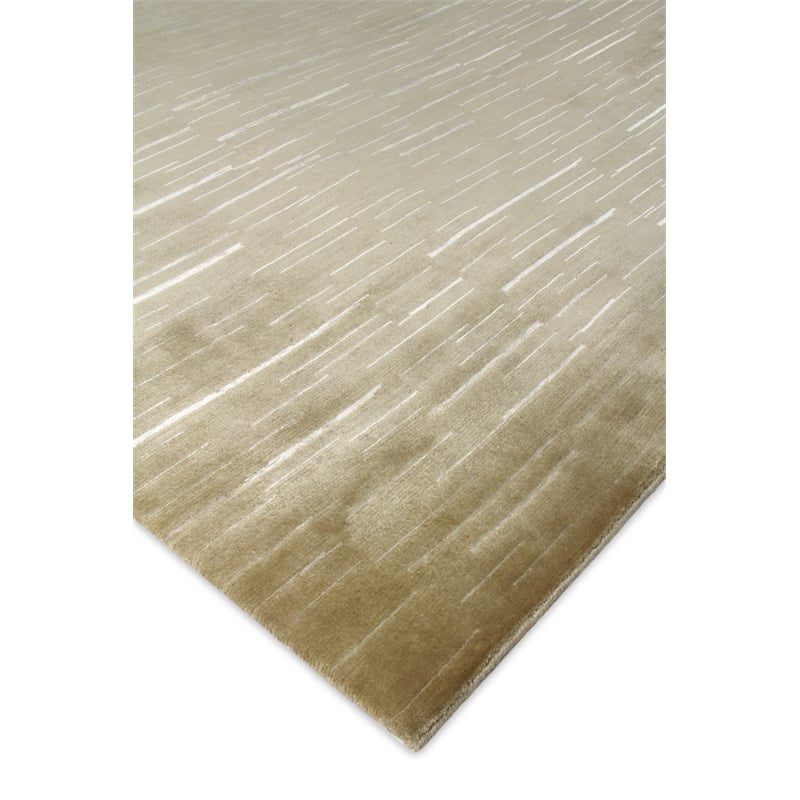 Metro Velvet Hand-Knotted Wool/Viscose Beige 9'x12' Area Rug