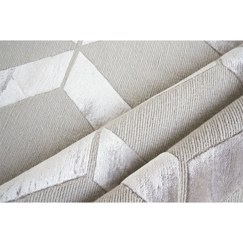 Metro Velvet Hand-Knotted Wool/Viscose Silver 14'x18' Area Rug